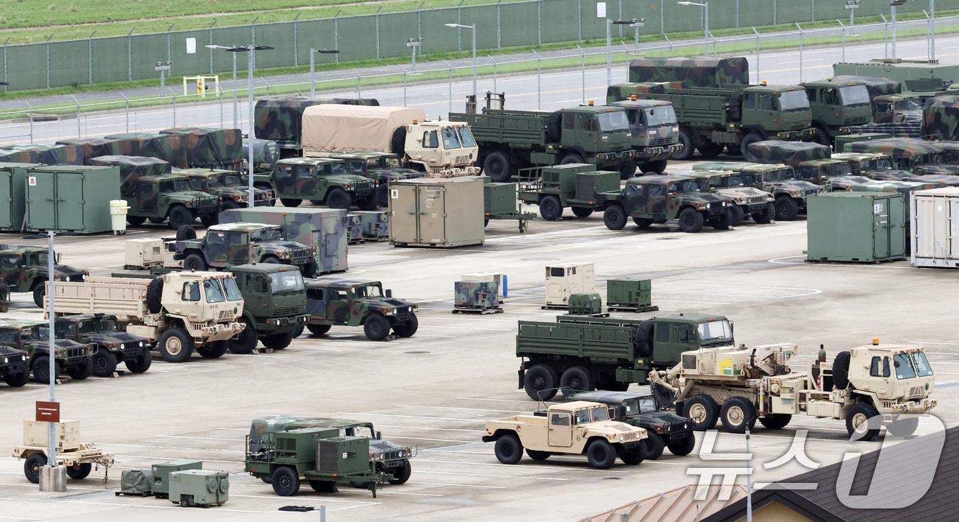 경기 평택시 주한미군기지 캠프 험프리스에 미군 차량이 세워져 있는 모습. 2025.8.26/뉴스1 ⓒ News1 김영운 기자