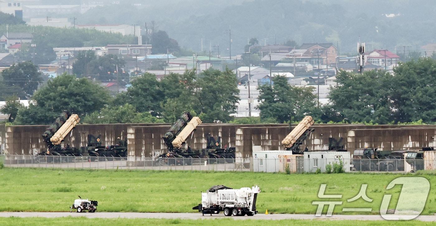  경기 평택시 주한미군 오산공군기지에 패트리엇&#40;PAC-3&#41; 미사일이 배치되어 있는 모습. 2025.8.26/뉴스1 ⓒ News1 김영운 기자