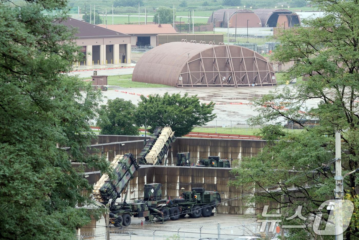  경기 평택시 주한미군 오산공군기지에 패트리엇&#40;PAC-3&#41; 미사일이 배치되어 있는 모습. 2025.8.26/뉴스1 ⓒ News1 김영운 기자