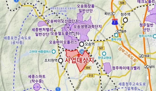 본문 이미지 - 오송 제3생명과학 국가산업단지 입지도.(국토교통부 제공)