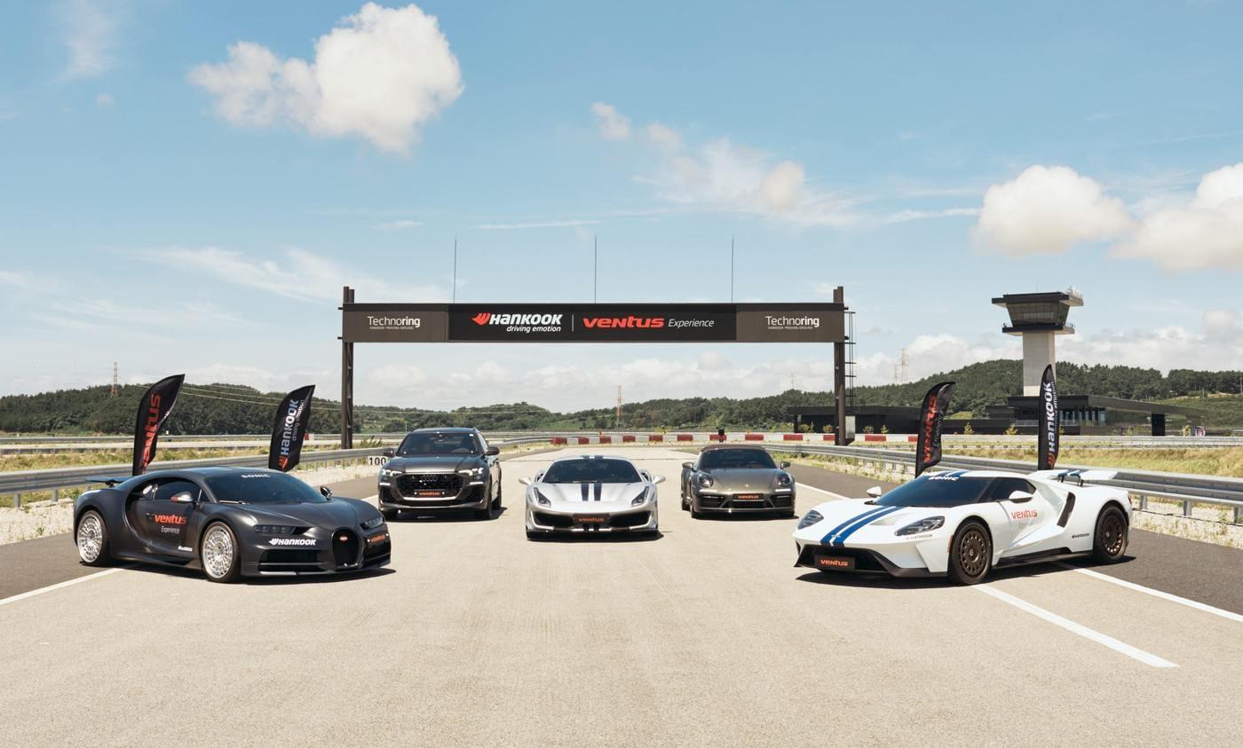 지난 7월 한국타이어앤테크놀로지가 유럽 자동차 전문 인플루언서들을 한국에 초청해 테스트 트랙 &#39;한국테크노링&#39;에서 벤투스 타이어를 장착한 슈퍼카 시승 체험 행사인 &#39;벤투스 익스피리언스&#39;를 진행한 모습&lt;자료사진&gt;&#40;한국타이어 제공&#41;. 2025.08.27.