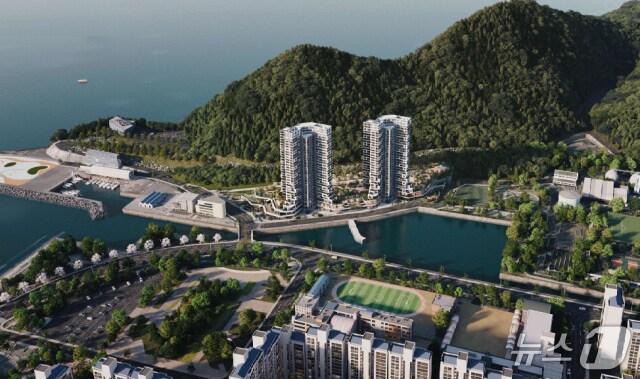 본문 이미지 - 아이에스동서(주)가 부산 남구 용호동 이기대 일원에 건립을 추진하는 아파트 조감도.(아이에스동서(주) 제공. 재판매 및 DB금지)