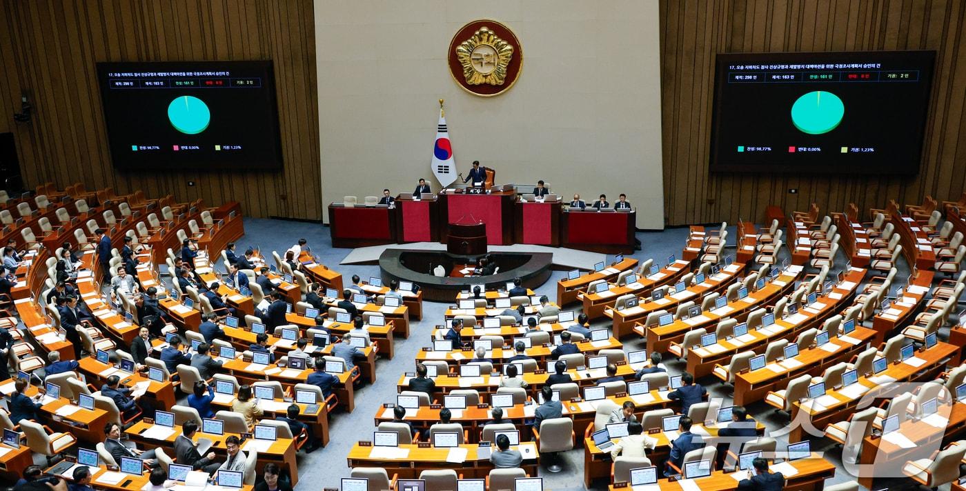 27일 오후 서울 여의도 국회에서 열린 제428회국회&#40;임시회&#41; 제3차 본회의 현장. 2025.8.27/뉴스1 ⓒ News1 안은나 기자