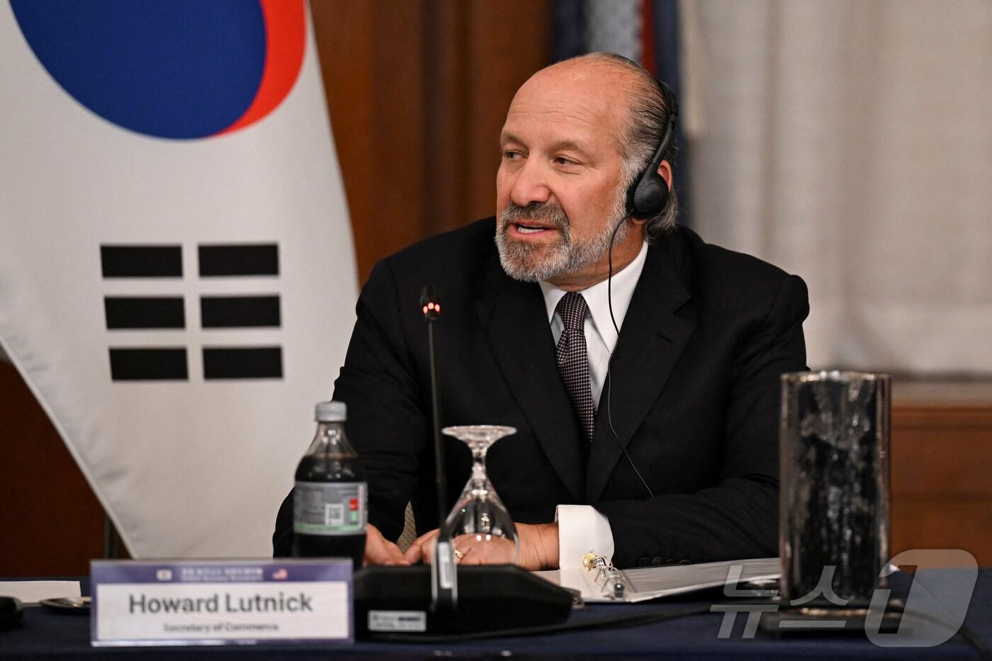 하워드 러트닉 미국 상무부 장관이 지난 25일(현지시간) 미국 워싱턴DC 윌라드 호텔에서 이재명 한국 대통령이 참석한 한미 비즈니스 라운드 테이블에서 발언하고 있다. 2025.08.27 ⓒ 로이터=뉴스1 ⓒ News1 류정민 특파원