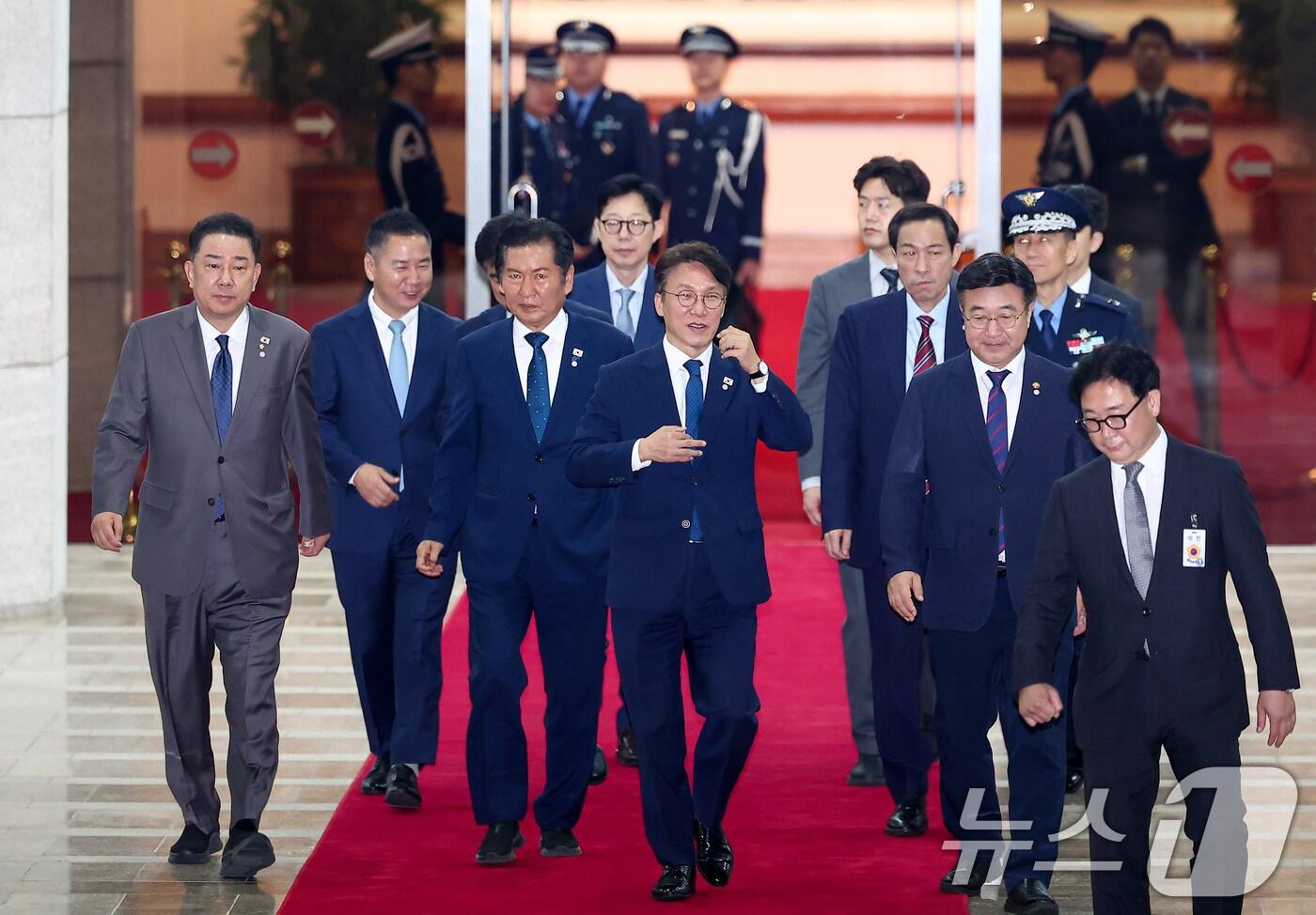 김병기 더불어민주당 원내대표(왼쪽부터), 정청래 더불어민주당 대표, 김민석 국무총리.(2025.8.28/뉴스1 ⓒ News1 김성진 기자