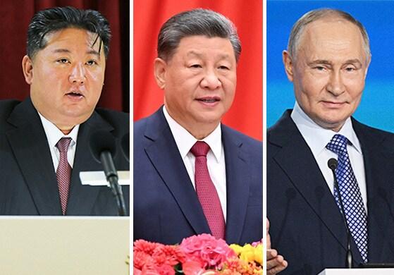 본문 이미지 - 김정은 북한 국무위원장, 시진핑 중국 국가주석, 블라디미르 푸틴 러시아 대통령&#40;왼쪽부터&#41;. &#40;뉴스1 DB&#41; 2025.08.28/뉴스1