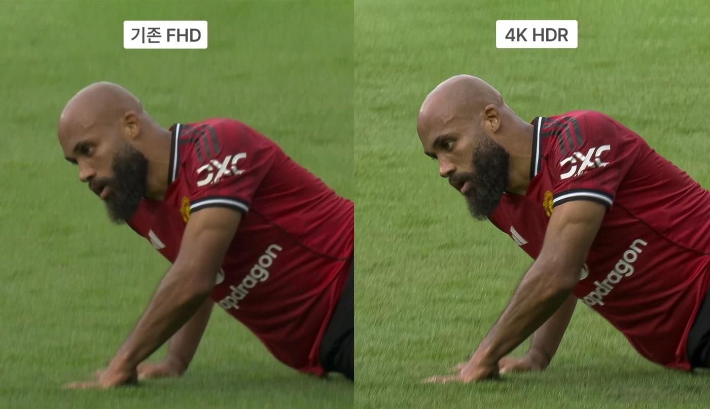 쿠팡플레이가 지원하는 4K 중계 화질&#40;오른쪽&#41;과 기존 풀HD 화질&#40;왼쪽&#41; 비교. &#40;쿠팡플레이 제공&#41;
