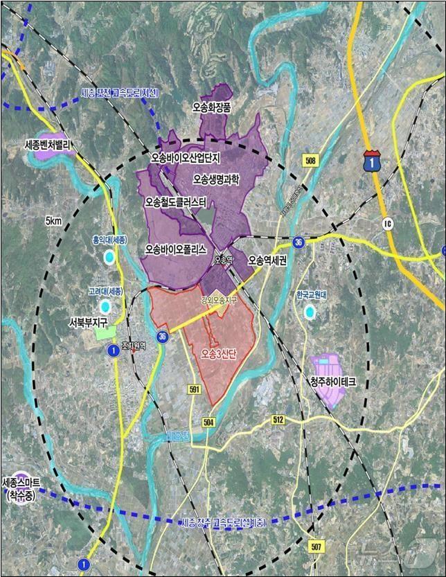 본문 이미지 - 오송 3생명과학 국가사업단지 위치도