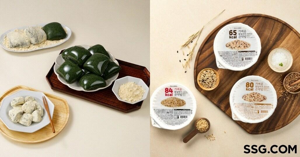 본문 이미지 - 'TOPS 프로그램'으로 판로 확대 효과를 거둔 중현떡집(왼쪽)과 슬로우래빗 대표 상품(SSG닷컴 제공)