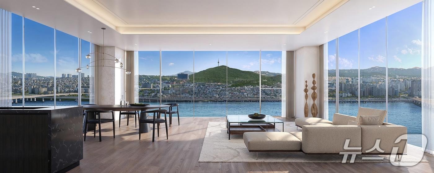 현대건설 '압구정2구역' 3면 개방 파노라마 한강조망 이미지 (핸대건설 제공) 뉴스1 ⓒ News1