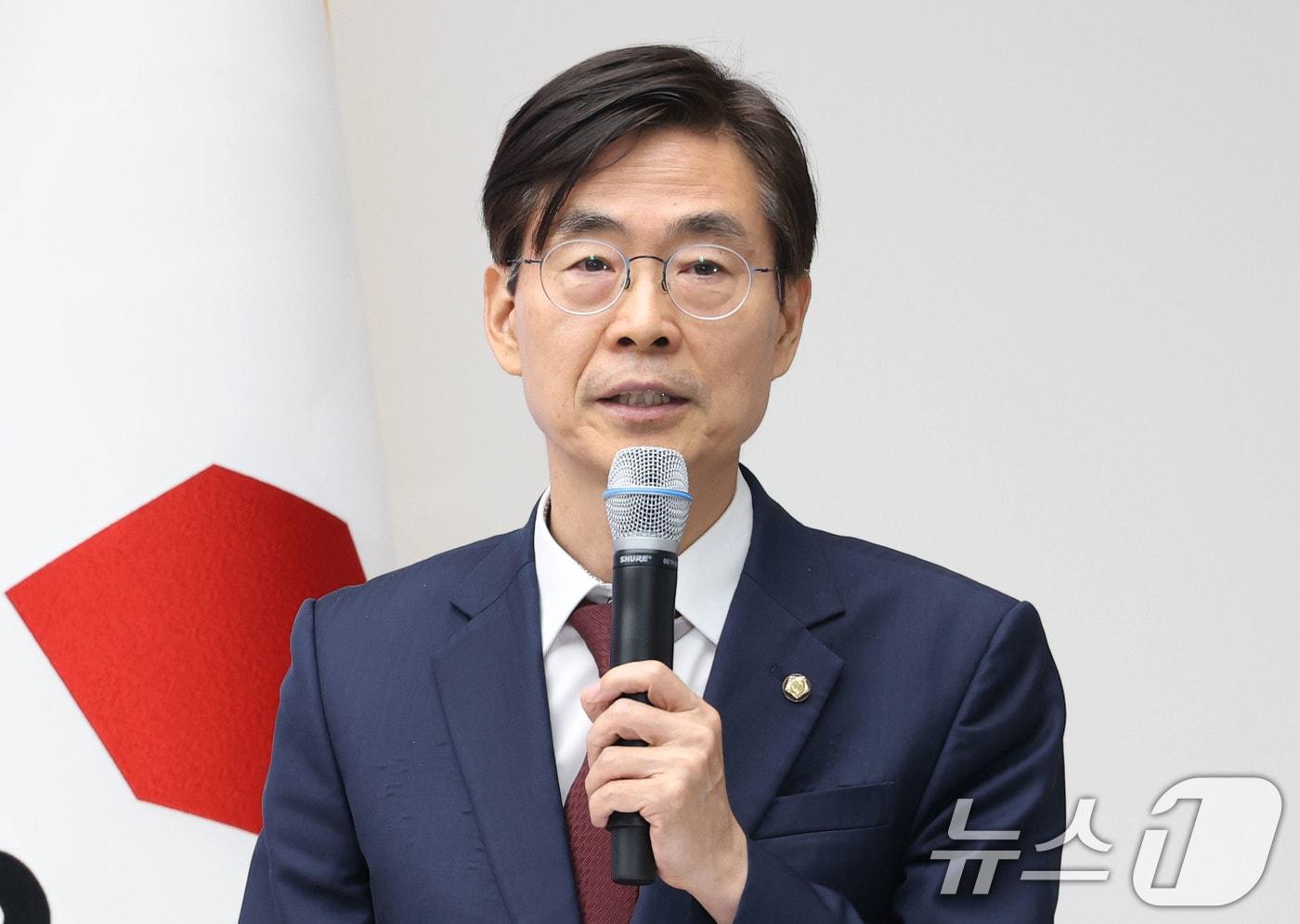 조경태 국민의힘 당대표 후보가 3일 오후 서울 여의도 중앙당사에서 열린 제6차 전당대회 후보자 비전대회에서 비전발표를 하고 있다. 2025.8.3/뉴스1 ⓒ News1 이광호 기자