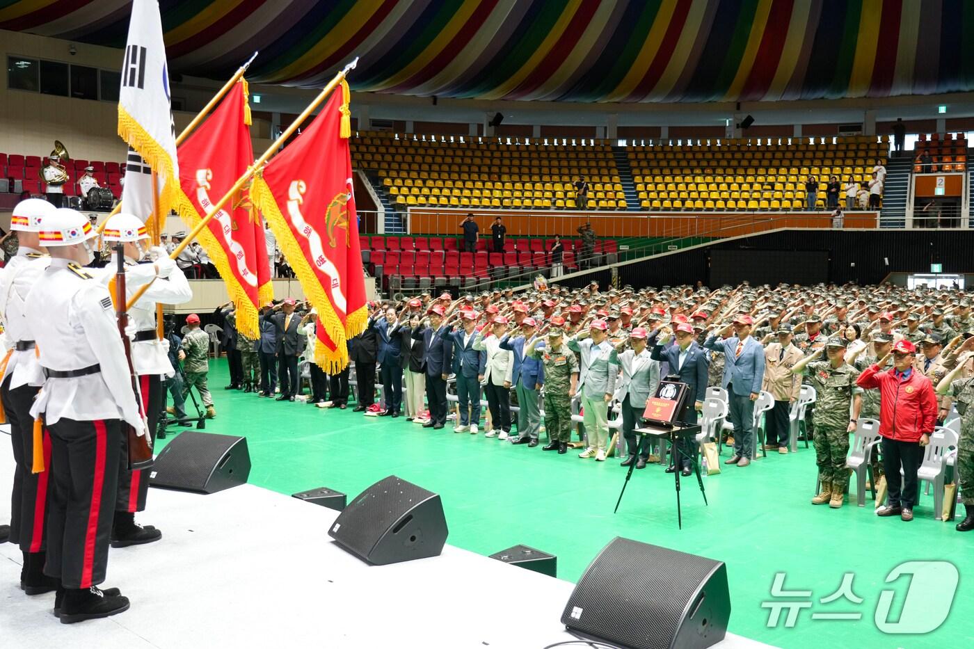 31일 제주시 한라체육관에서 열린 제25회 제주 해병대의 날 기념식.&#40;제주도 제공. 재판매 및 DB 금지&#41;