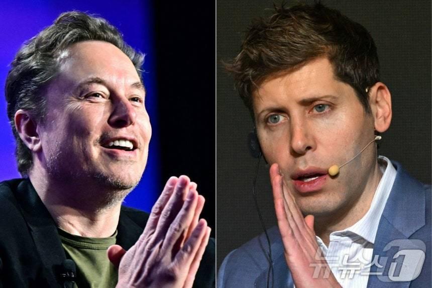 본문 이미지 - 일론 머스크 xAI CEO와 샘 올트먼 오픈AI CEO ⓒ AFP=뉴스1