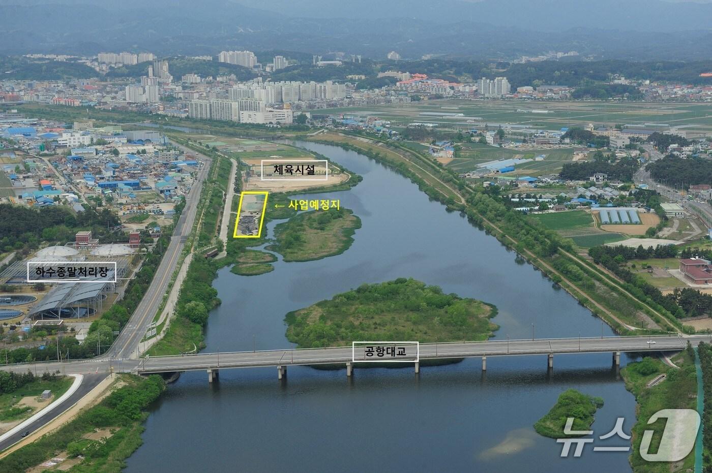강원 강릉 남대천 철새도래지 소생태계 복원사업 착공 위치.(강릉시 제공, 재판매 및 DB금지)
