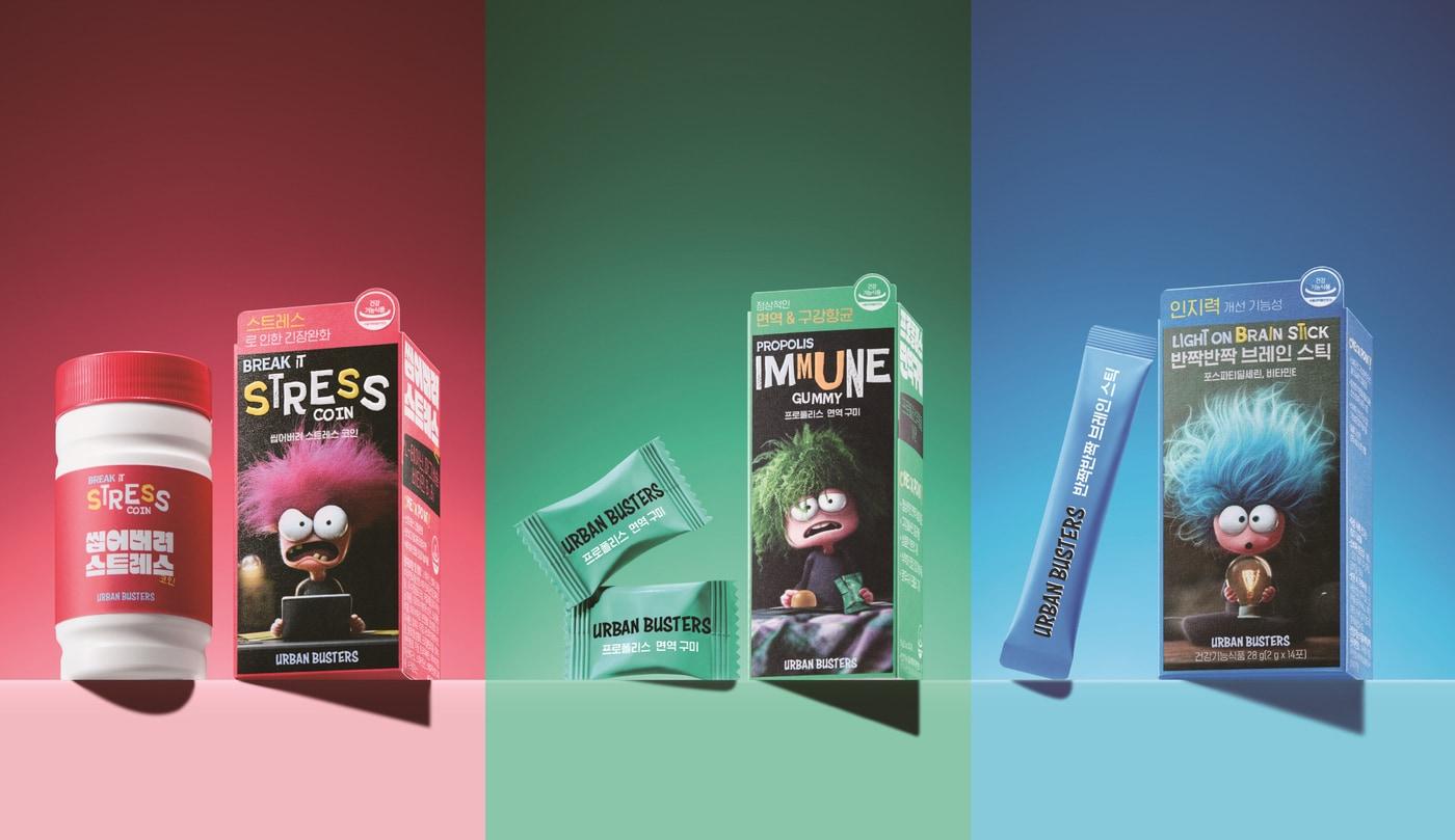 LG생활건강은 바쁜 일상 속 지친 현대인의 건강 고민을 위한 건강기능식품 브랜드 어반버스터즈(URBAN BUSTERS)를 4일 론칭했다.(어반버스터즈제공)
