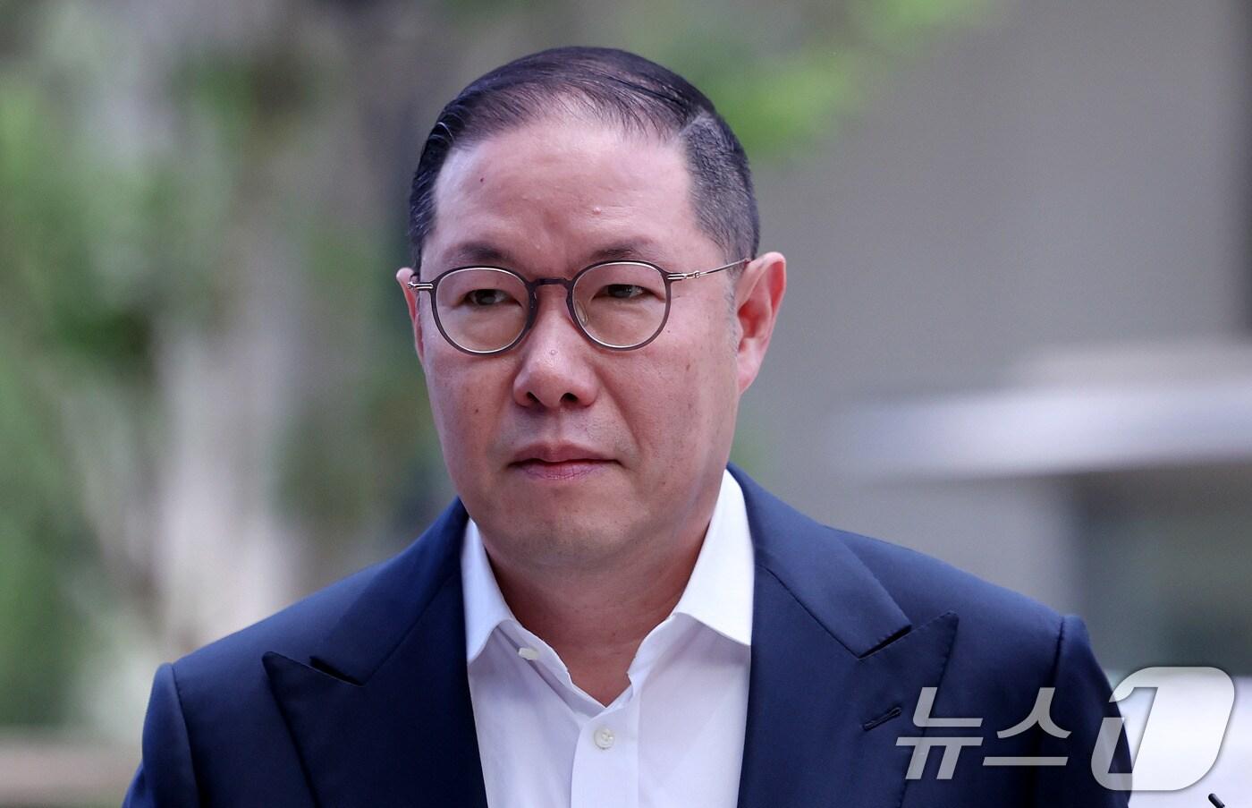 조현상 HS 효성 부회장이 4일 오전 서울 종로구에 마련된 김건희 특검팀&#40;특별검사 민중기&#41; 사무실로 조사를 받기 위해 출석하고 있다. 2025.8.4/뉴스1 ⓒ News1 박지혜 기자