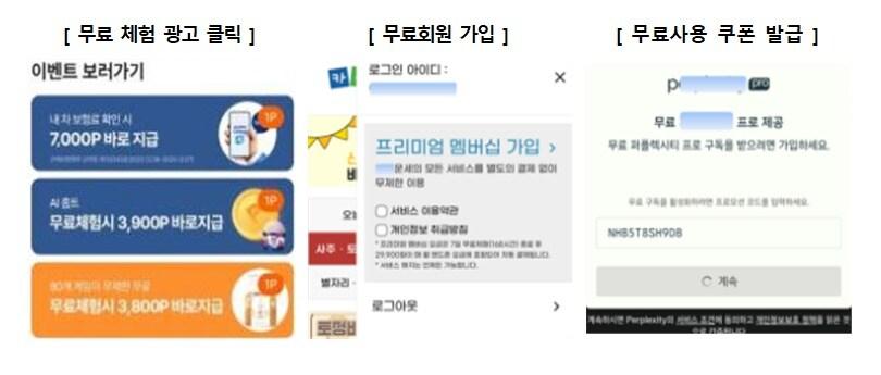 본문 이미지 - 무료 체험 결제 피해 예시.(한국소비자원 제공)