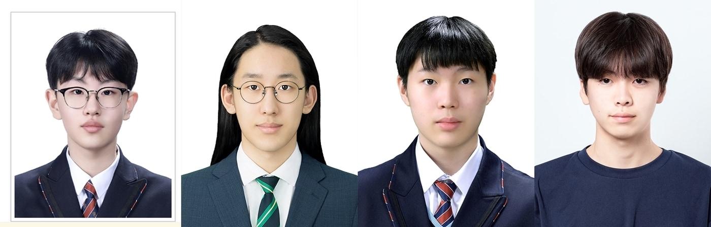제37회 국제정보올림피아드 한국대표단. 왼쪽부터 변재우(경기과학고2), 우민규(서울과학고3), 이유찬(경기과학고3), 정민찬(한국과학영재교2) 학생(과기정통부 제공)
