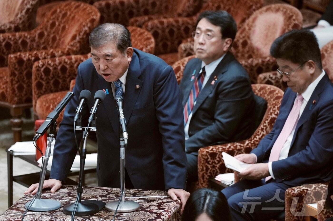 이시바 시게루 일본 총리가 5알 참의원 예산위원회에 출석, 의원들의 질의에 답하고 있다. 2025.08.05 ⓒ AFP=뉴스1 ⓒ News1 최종일 선임기자