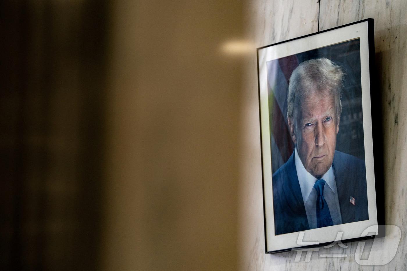 7월 10일&#40;현지시간&#41; 뉴욕시 맨해튼에 위치한 미 이민법원 로비에 도널드 트럼프 미국 대통령의 초상화가 걸려 있다. 2025.07.10. ⓒ 로이터=뉴스1 ⓒ News1 윤다정 기자