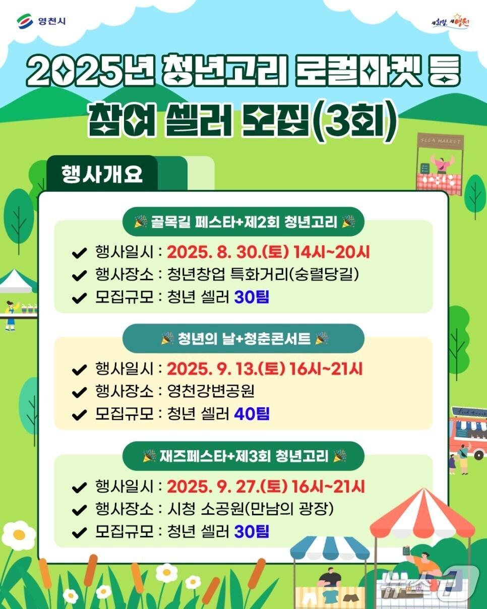 본문 이미지 - 영천시, 청년고리 로컬마켓 등 3개 청년행사 참여 셀러 모집/뉴스1