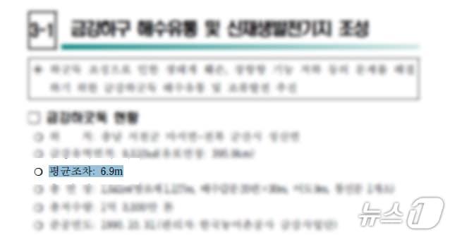 본문 이미지 - '제21대 대통령 서천군 공약 및 현안 건의' 문건 중 문제가 된 평균조차 기재 부분.(독자 제공. 재판매 및 DB금지)/뉴스1 