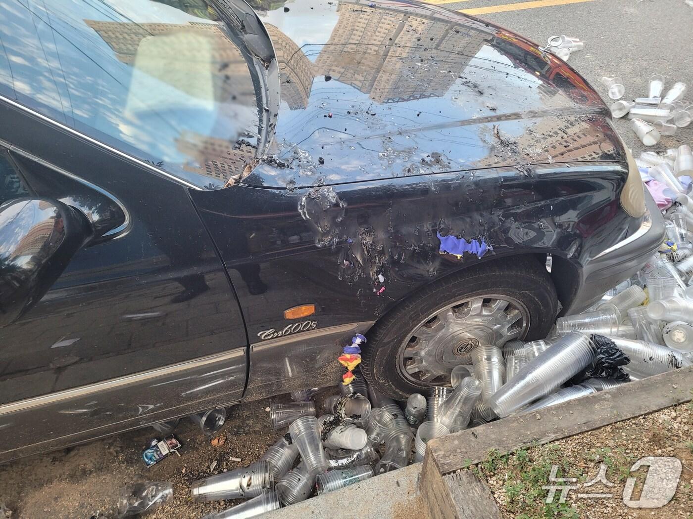 본문 이미지 - 7일 오전 부산 부산진구 방화 시도 현장.(부산 부산진경찰서 제공. 재판매 및 DB 금지)