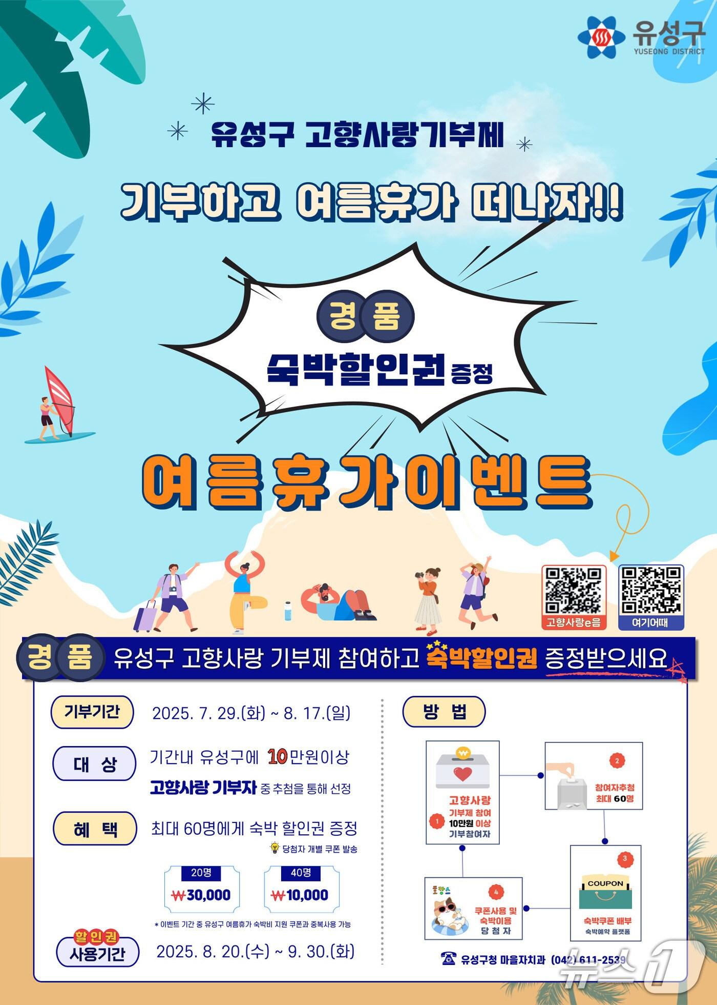 본문 이미지 - 유성구 고향사랑기부제 여름휴가 이벤트 안내 포스터. (대전유성구 제공. 재판매 및 DB금지)2025.8.7/뉴스1