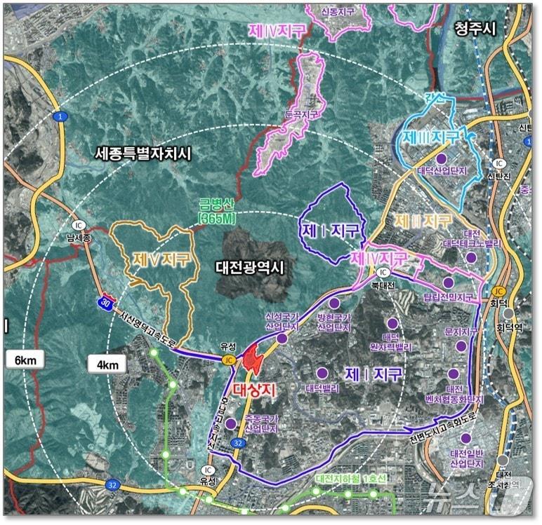 본문 이미지 - 하기지구 특구개발사업 예정지 위치도.(대전시 제공. 재판매 및 DB금지)/뉴스1