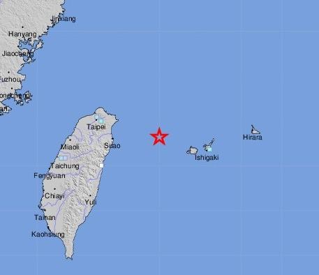 본문 이미지 - 대만 북동부 해역에서 발생한 규모 6,2 지진(USGS 사이트 갈무리) 