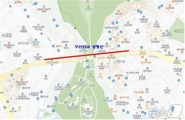 본문 이미지 - 부산터널 LED 터널등 표찰 정비공사로 교통 통제 위치도.(부산시 제공. 재판매 및 DB금지)