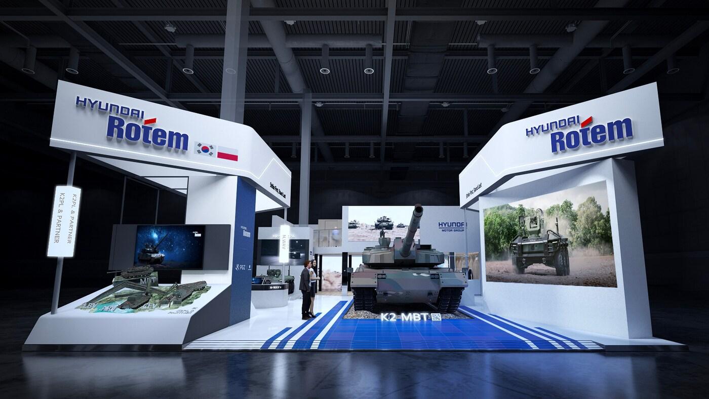 2일(현지시간)부터 5일까지 폴란드 키엘체에서 열리는 '제33회 폴란드 국제방산전시회(MSPO)' 현대로템 전시관 전경. (현대로템 제공)