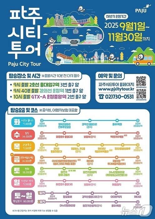 본문 이미지 - 파주시티투어 운행표. (파주시 제공, 재판매 및 DB금지)