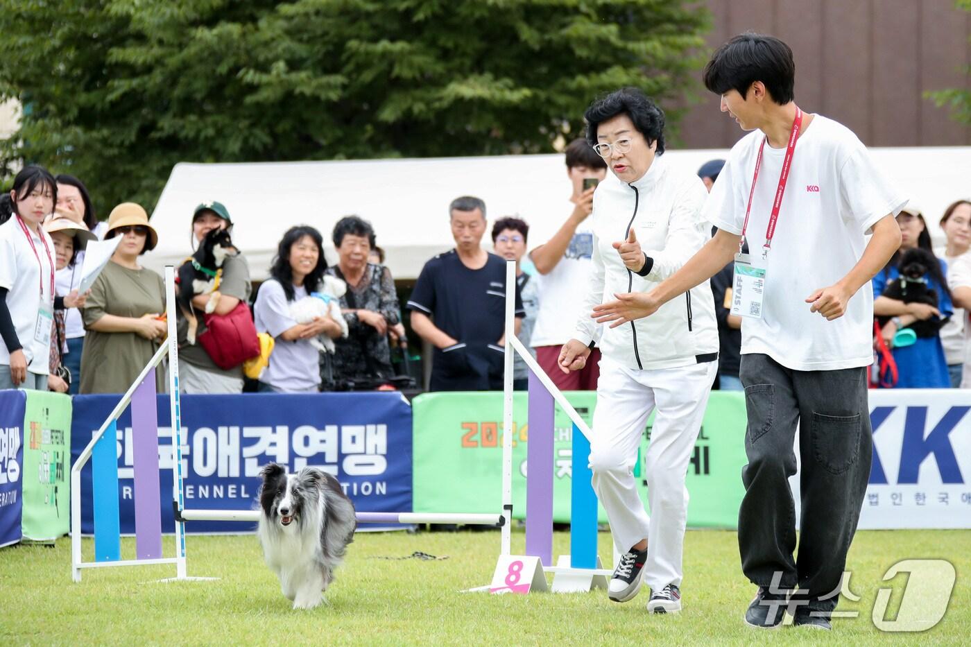 지난해 열린 &#39;이천팻축제&#39;에서 김경희 시장이 한 반려견과 함께 하고 있는 모습.&#40;이천시 제공&#41;