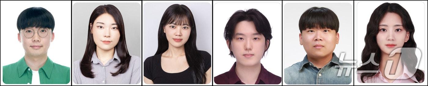 왼쪽부터 최하늘, 박세민, 함현지, 장재우 박사과정, 설보윤, 김선주 석사과정. (한남대 제공)