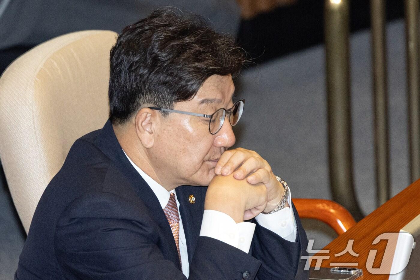 권성동 국민의힘 의원이 10일 오전 서울 여의도 국회에서 열린 제429회국회&#40;정기회&#41; 제3차 본회의에 참석해 있다. 2025.9.10/뉴스1 ⓒ News1 이승배 기자