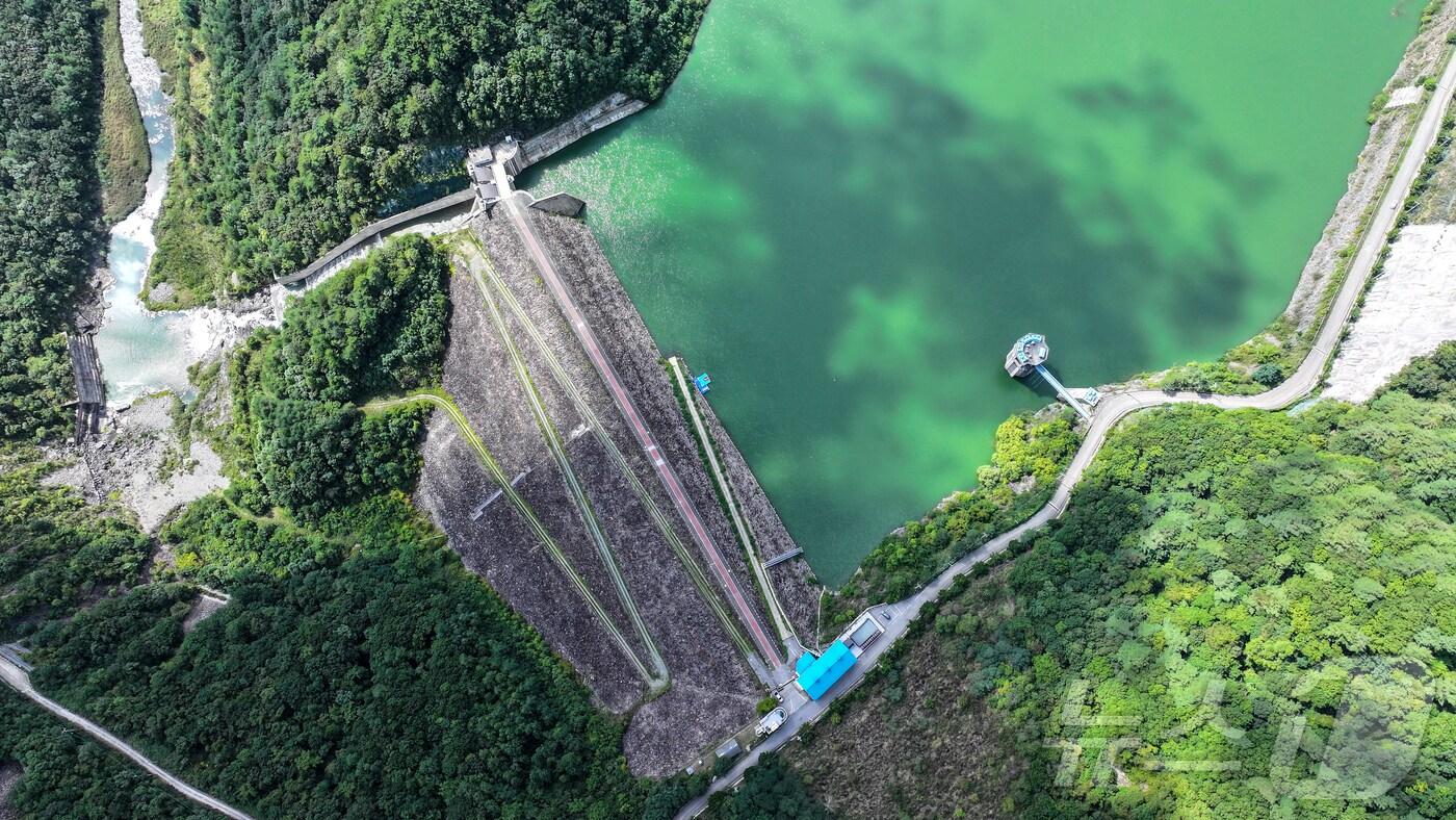 10일 강원 평창군 대관령면 도암댐에 초록빛 물이 차 있다.  2025.9.10/뉴스1 ⓒ News1 김진환 기자