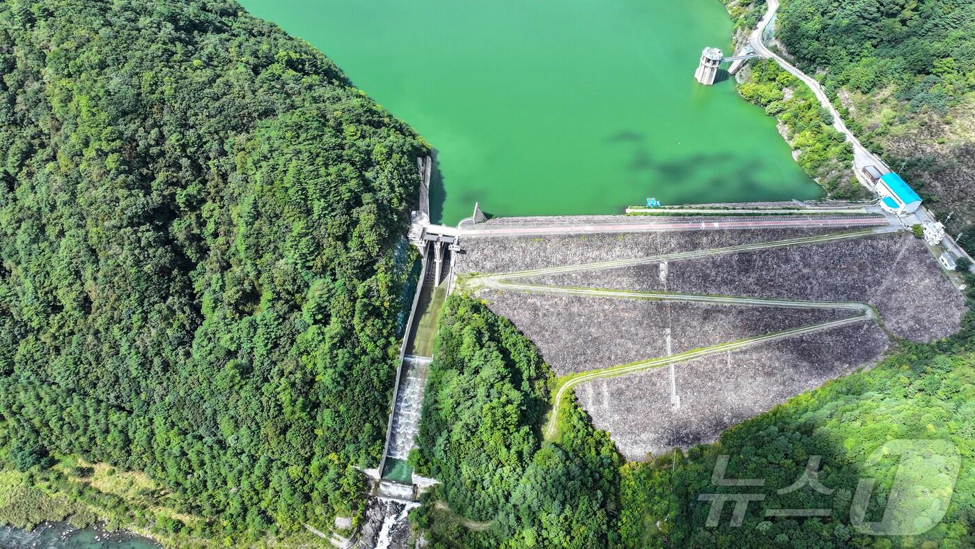 지난 10일 강원 평창군 대관령면 도암댐에 초록빛 물이 차 있다. 환경부와 강릉시가 가뭄 해소를 위해 도암댐 물을 비상 방류해 한시적으로 생활용수로 쓰기로 했다. 오는 20일 전후 시험 방류를 시작하며, 수질 이상 시 즉시 중단한다. 수질검증위원회와 정수 처리 과정을 통해 안전성을 확인하고 하루 1만 톤 원수를 확보할 계획이다. &#40;뉴스1 DB&#41;ⓒ News1 김진환 기자