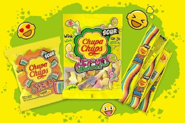 본문 이미지 - 츄파춥스 사워 젤리 3종(왼쪽부터 '사워 바이츠', '사워 게코', '사워벨트 1M') 사진=페르페티 반 멜 제공