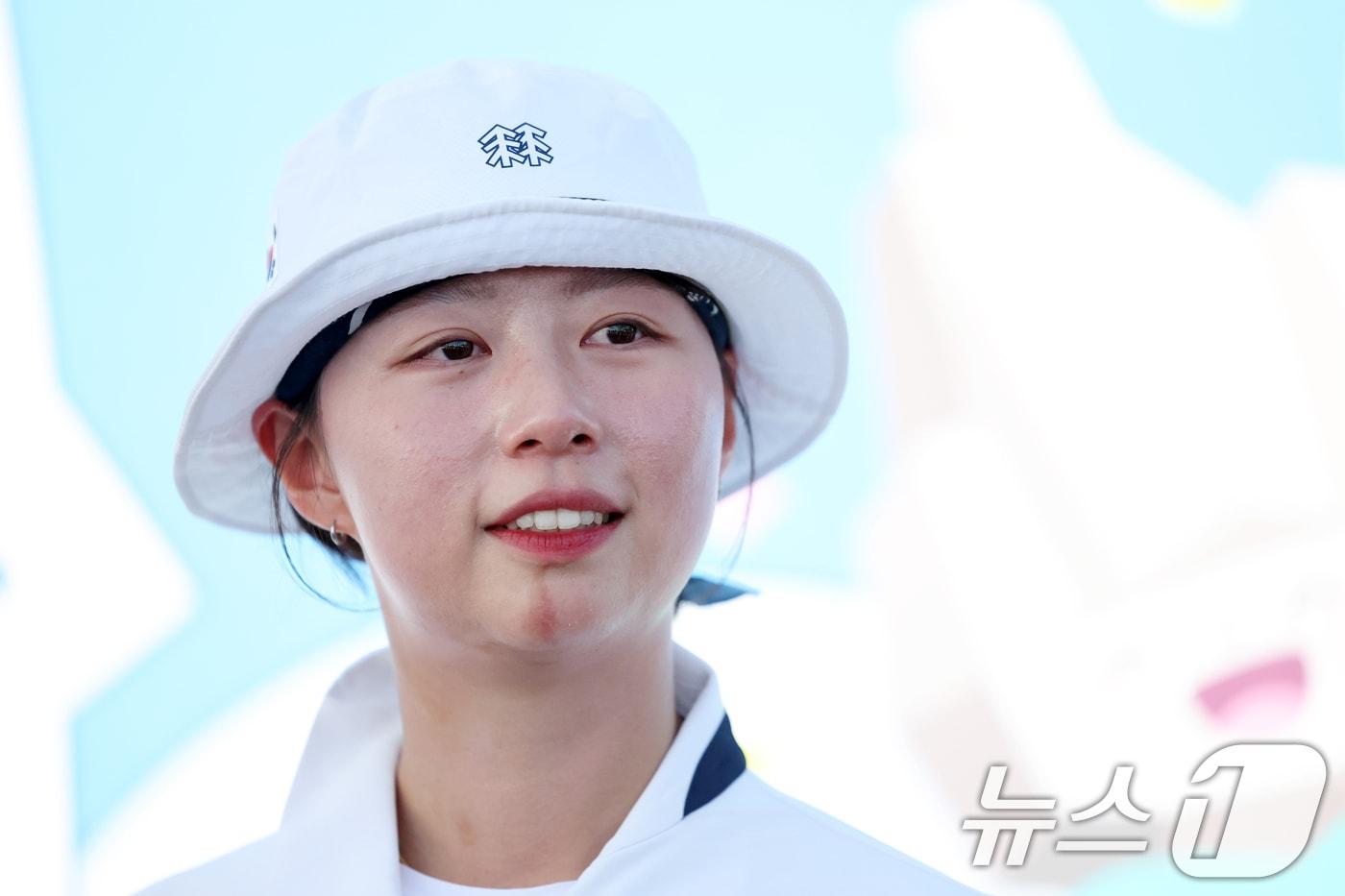 10일 오후 광주 동구 5·18민주광장에서 열린 2025 세계양궁선수권대회 리커브 여자 단체전 준결승에서 동메달을 딴 한국 임시현이 웃음을 보이고 있다. 2025.9.10/뉴스1 ⓒ News1 이승현 기자