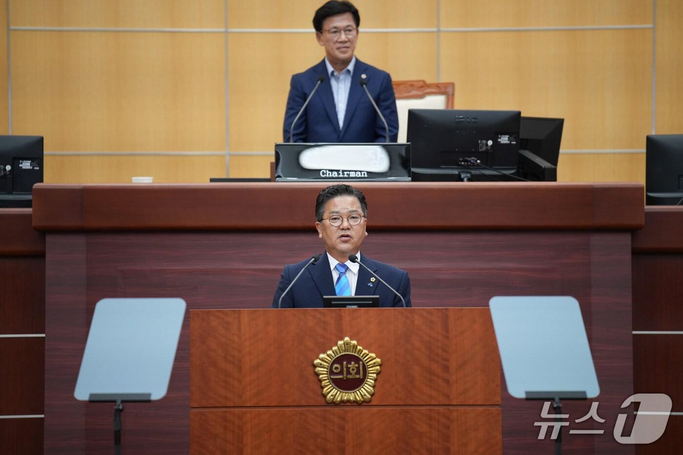 이정린 전북도의원이 임시회 본회의에서 도정질의를 하고 있다.(의회제공. 재판매 및 DB금지)2025.9.11/뉴스1