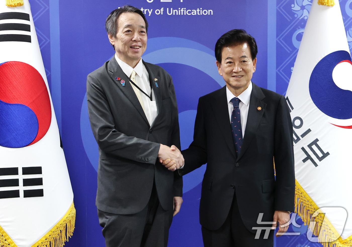 정동영 통일부 장관이 11일 오전 서울 종로구 정부서울청사에서 미즈시마 코이치 주한 일본대사를 접견하고 있다. 2025.9.11/뉴스1 ⓒ News1 임세영 기자