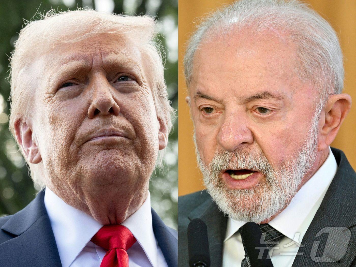 본문 이미지 - 도널드 트럼프 미국 대통령&#40;왼쪽&#41;과 루이스 이나시우 룰라 다시우바 브라질 대통령. 2025.9.15 ⓒ AFP=뉴스1 ⓒ News1 강민경 기자