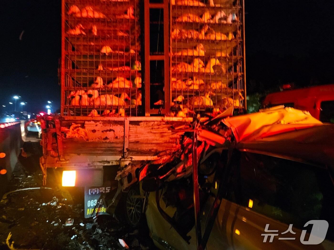 본문 이미지 - 충북 청주 당진영덕고속도로 사고 현장.(청주동부소방서 제공. 재판매 및 DB금지)/뉴스1