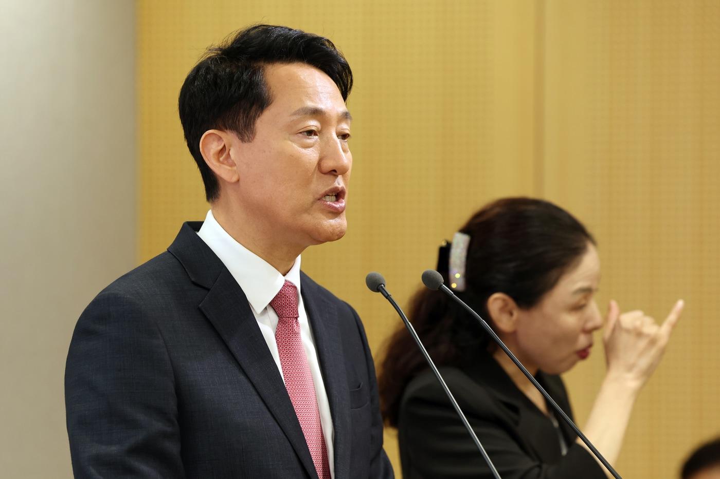 오세훈 서울시장이 16일 오전 서울시청 브리핑룸에서 &#39;2530 장애인 일상활력 프로젝트&#39;를 발표하고 있다. 2025.9.16/뉴스1 ⓒ News1 황기선 기자