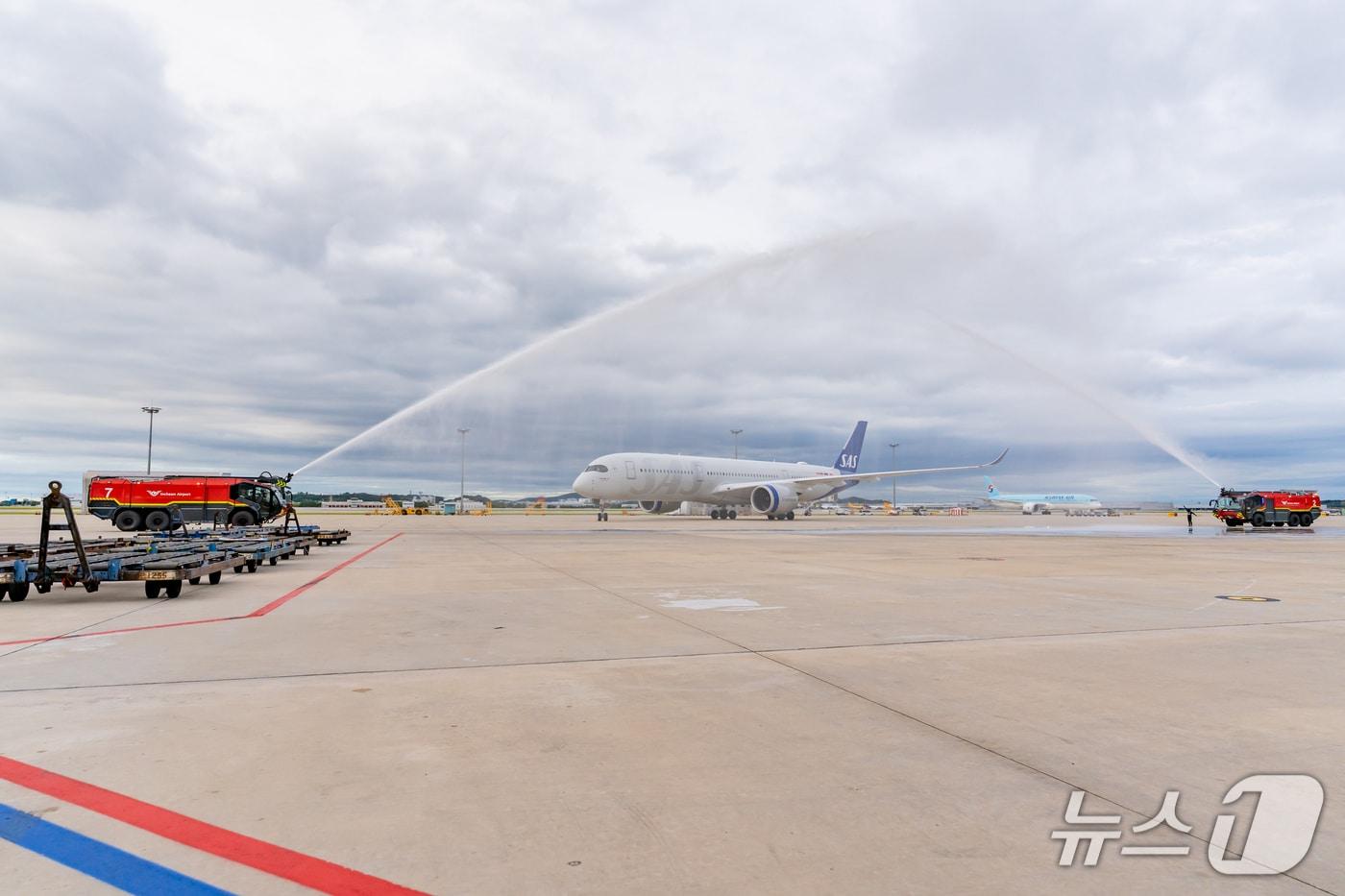 SAS항공기 모습.&#40;인천국제공항공사 제공. 재배포 및 DB금지&#41;2025.9.16/뉴스1
