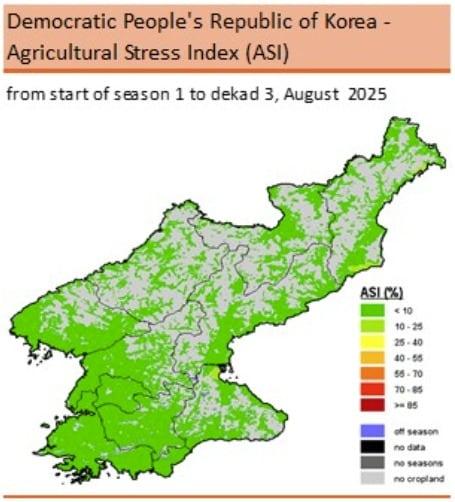 본문 이미지 - 북한이 올해 양호한 재배 조건을 갖춰 주요 작물들의 수확량이 늘어날 것이라는 전망이 나왔다.(FAO 홈페이지 갈무리)