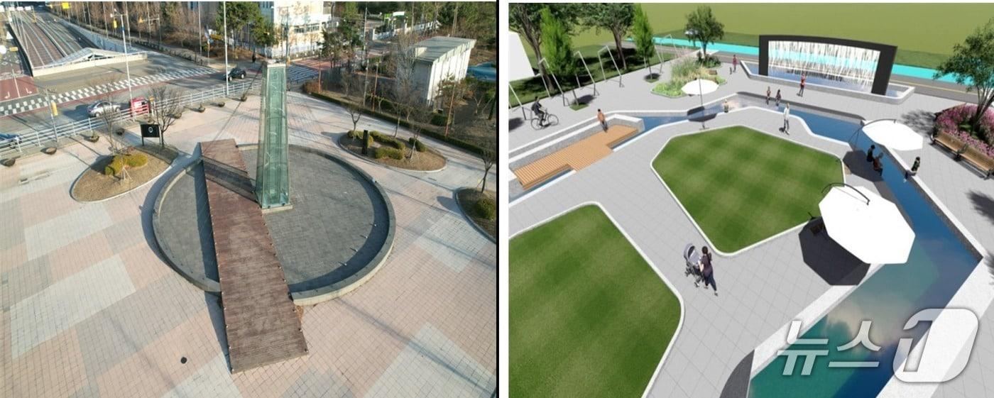 청라호수공원 노후 미디어시설공간 공사 전과 후(오른쪽) 조감도 (인천경제자유구역청 제공.재판매 및 DB금지)
