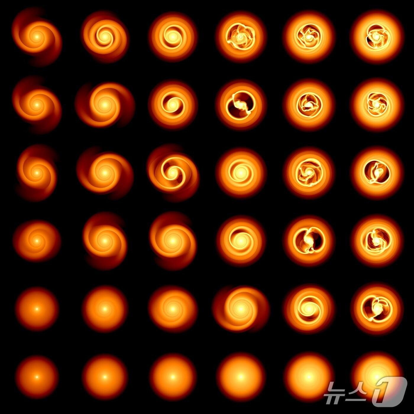 본문 이미지 - 초고속 고병렬 자체중력 계산 기술을 적용한 실혐 결과 예시&#40;KISTI 제공&#41; /뉴스1