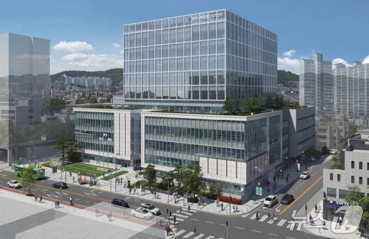 본문 이미지 - 광주시 장애인복지관이 입주하는 송정동 구 시청사 복합건축물 조감도.&#40;광주시 제공&#41;